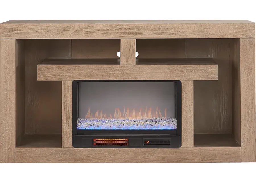 Brookland Park Brown 66 in. Console with Electric Fireplace-66
