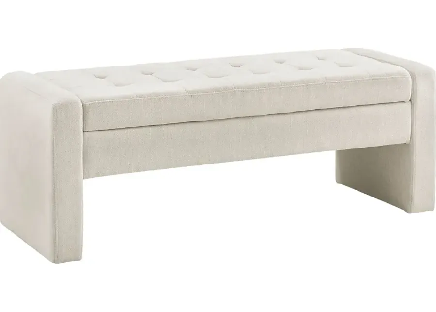 Etton Beige Storage Bench-Beige