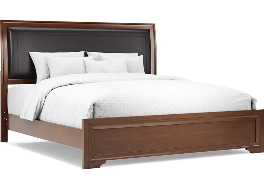 Belcourt Brown Cherry 3 Pc King Upholstered Sleigh Bed-82.2