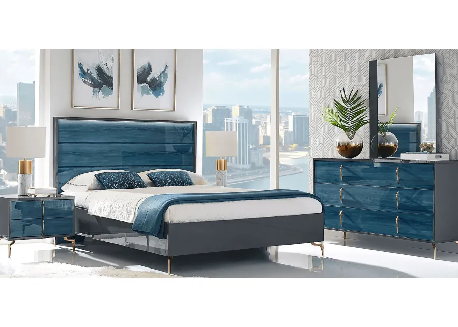 Esmedira Blue 5 Pc Queen Panel Bedroom