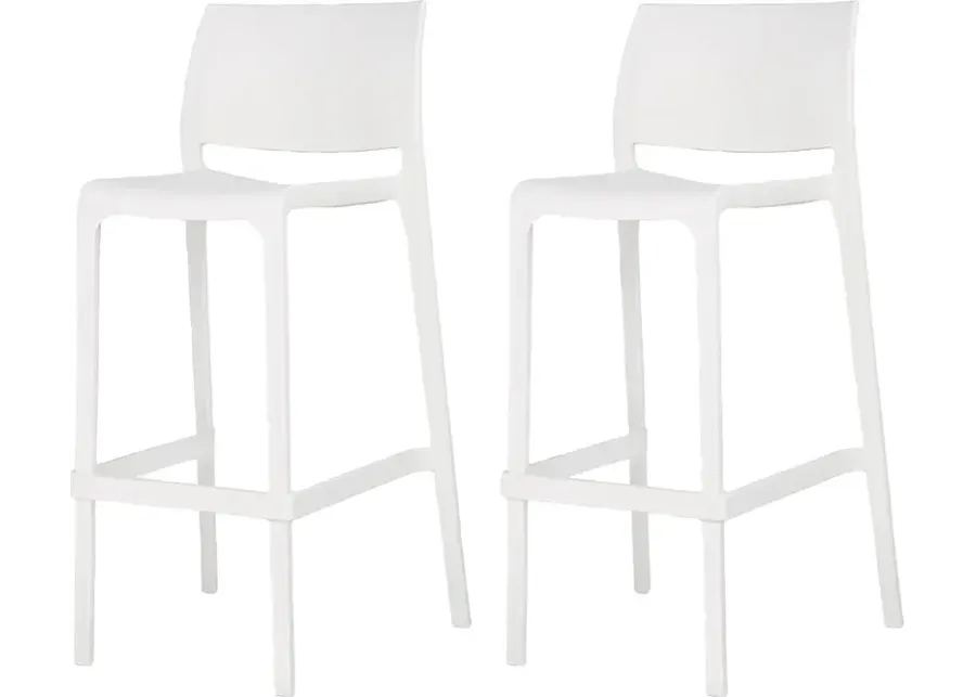 Outdoor Cayetana White Barstool, Set of 2-White