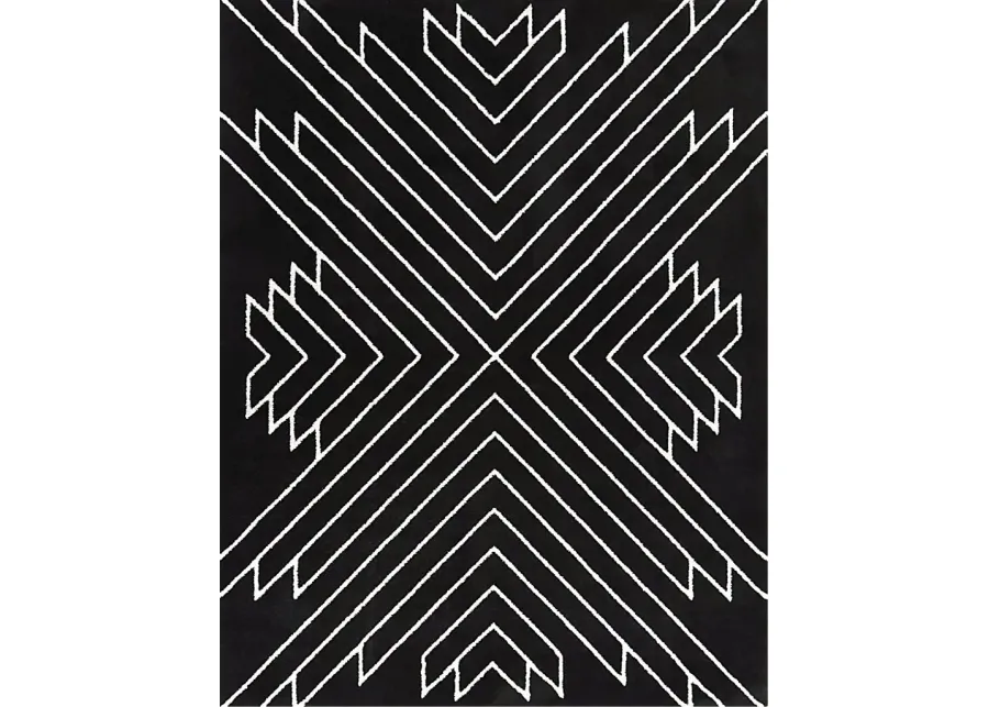 Wrilas Black/White 5'3 x 7' Rug-White, Black