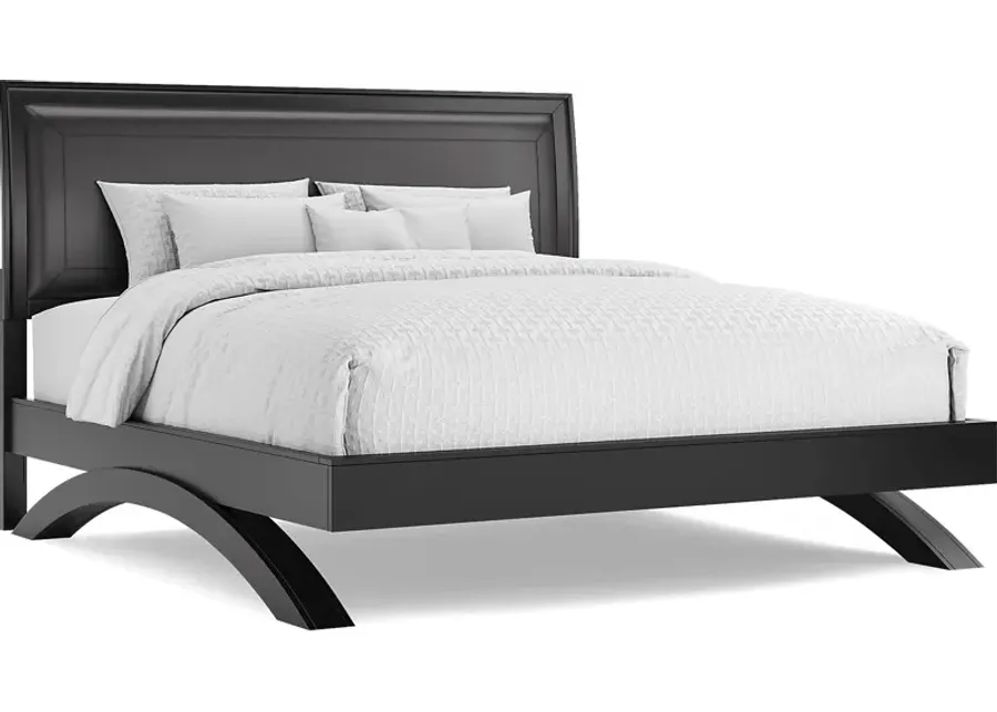 Belcourt Black 3 Pc King Upholstered Sleigh Arch Bed-85.5