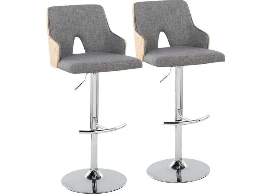 Zennia IV Gray Adjustable Barstool, Set of 2-Gray