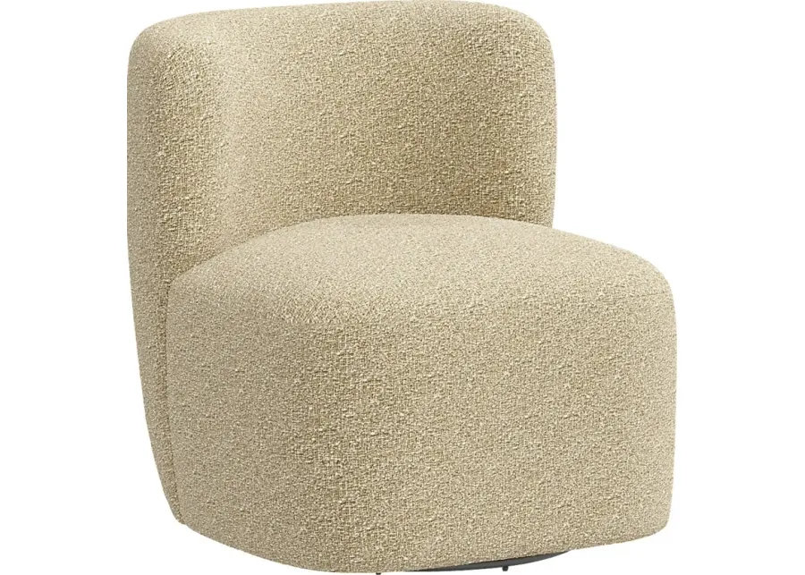 Anaua Beige Swivel Accent Chair-Beige