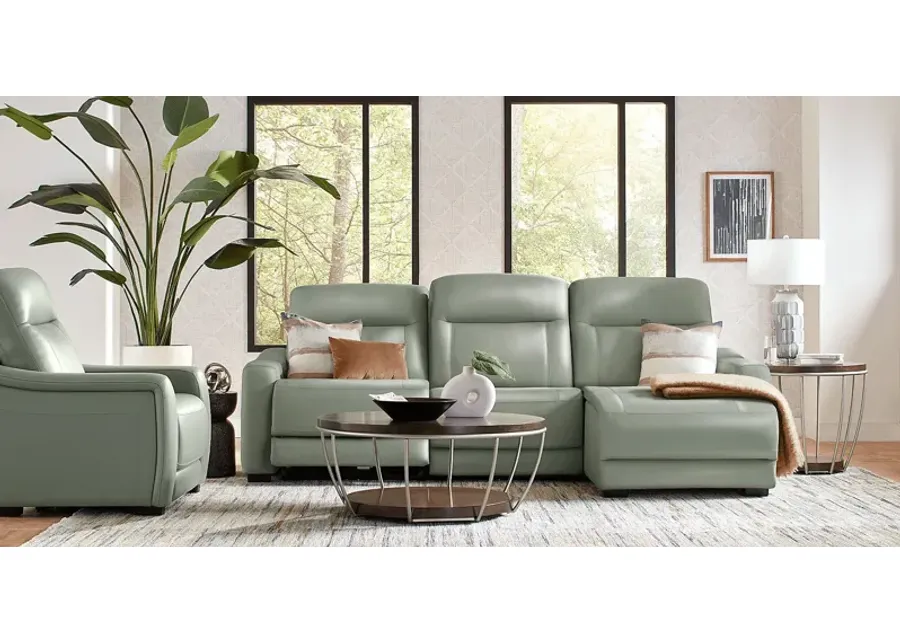 Newport Mint Leather 3 Pc Dual Power Reclining Sectional-112
