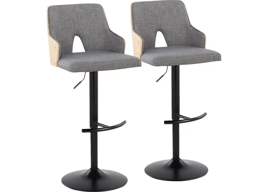 Zennia III Gray Adjustable Barstool, Set of 2-Gray