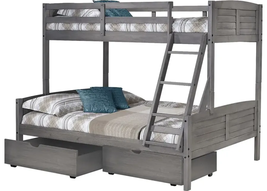 Kids Chemot Gray Twin/Full Bunk Bed-Gray