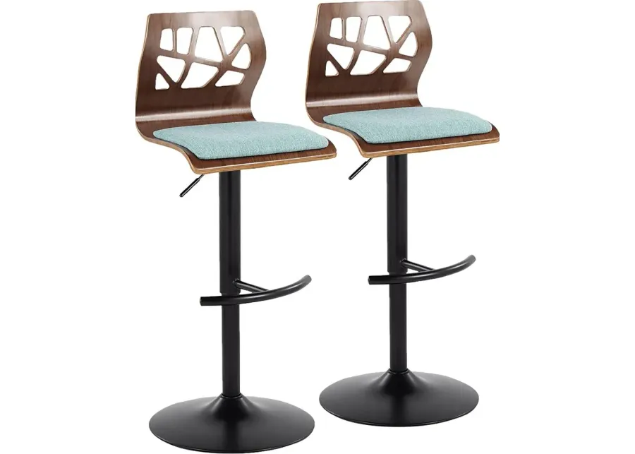 Watsonia IV Teal Adjustable Barstool, Set of 2-Teal