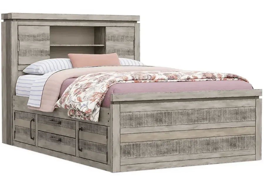 Kids Westover Hills Jr. Gray Full Bookcase Bed with Storage Side Rail-56