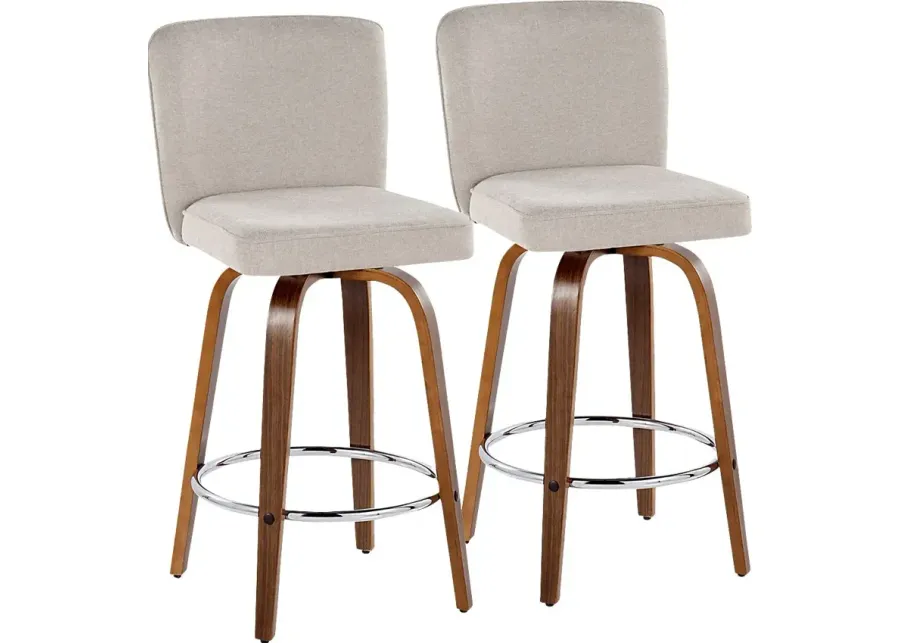 Marcei IV Beige Swivel Counter Height Stool, Set of 2-Beige