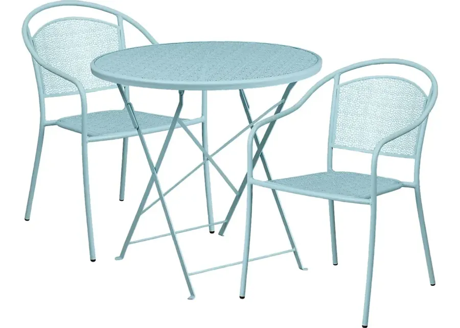 Sunnyside Terrace Blue 3 Pc 30 in. Round Folding Patio Set-Blue
