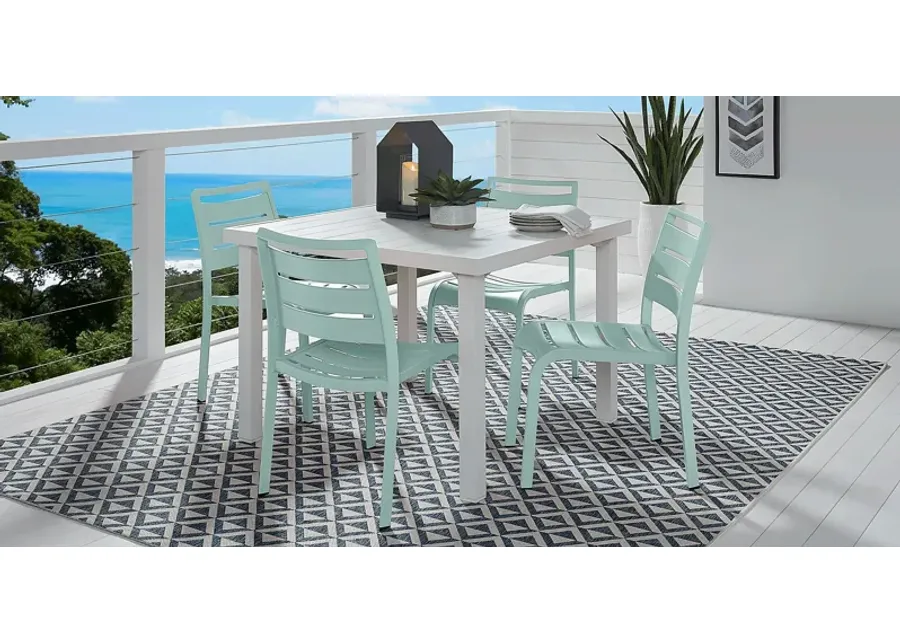 Park Walk White 5 Pc 40 in. Square Outdoor Dining Set with Surf Chairs