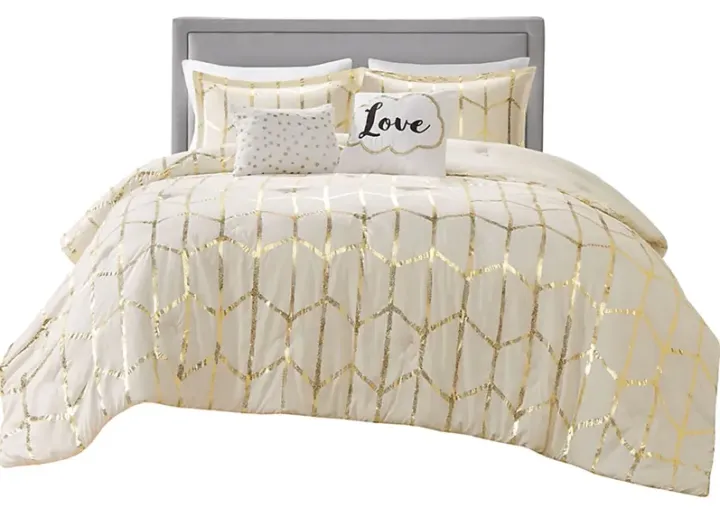 Alesi Gold King Comforter Set-Gold