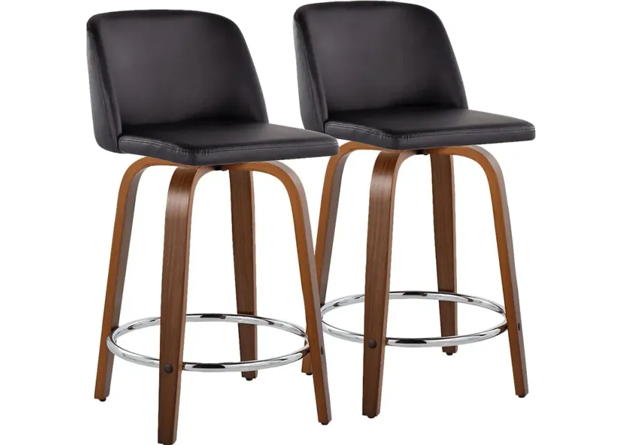 Wymering IX Black Swivel Counter Height Stool, Set of 2-Black