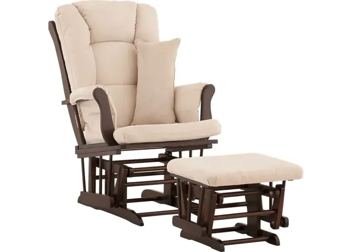 Nursery Stork Craft Tuscany Glider and Ottoman - Espresso/Beige-Beige-Espresso