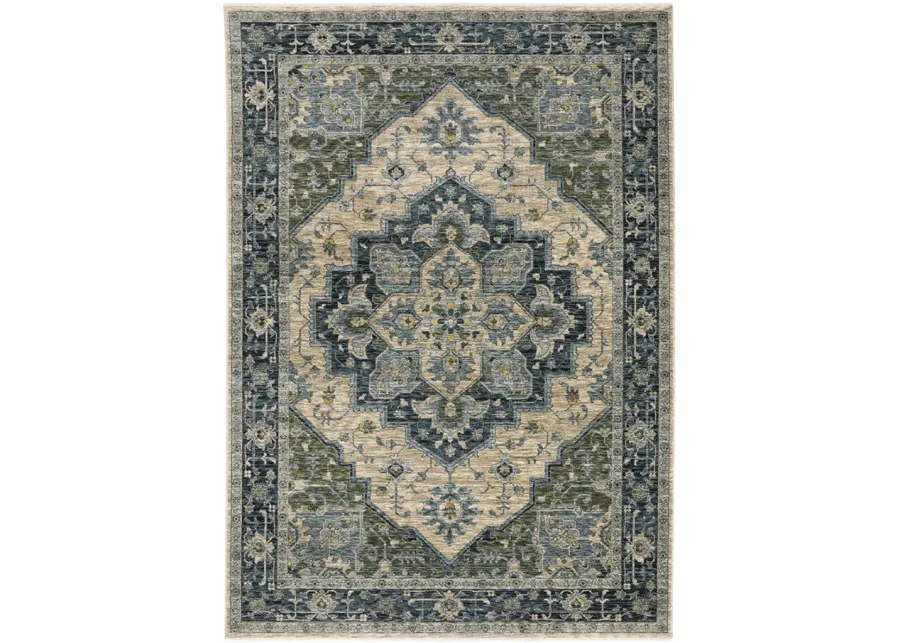 Aberdeen Medallion Blue Area Rug - 7 10  x 7 10 