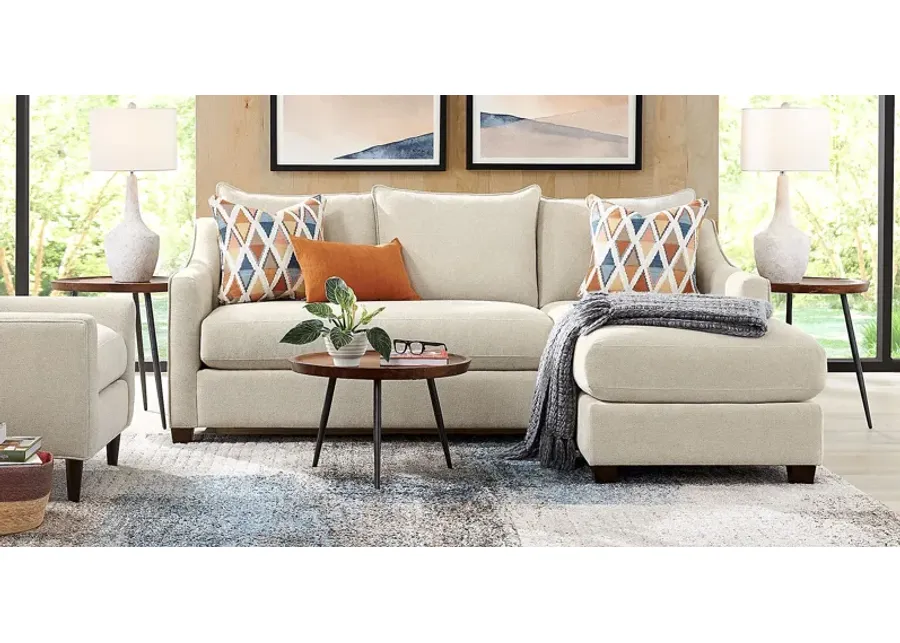 Soho Place Beige 6 Pc Living Room with Sleeper Chaise Sofa