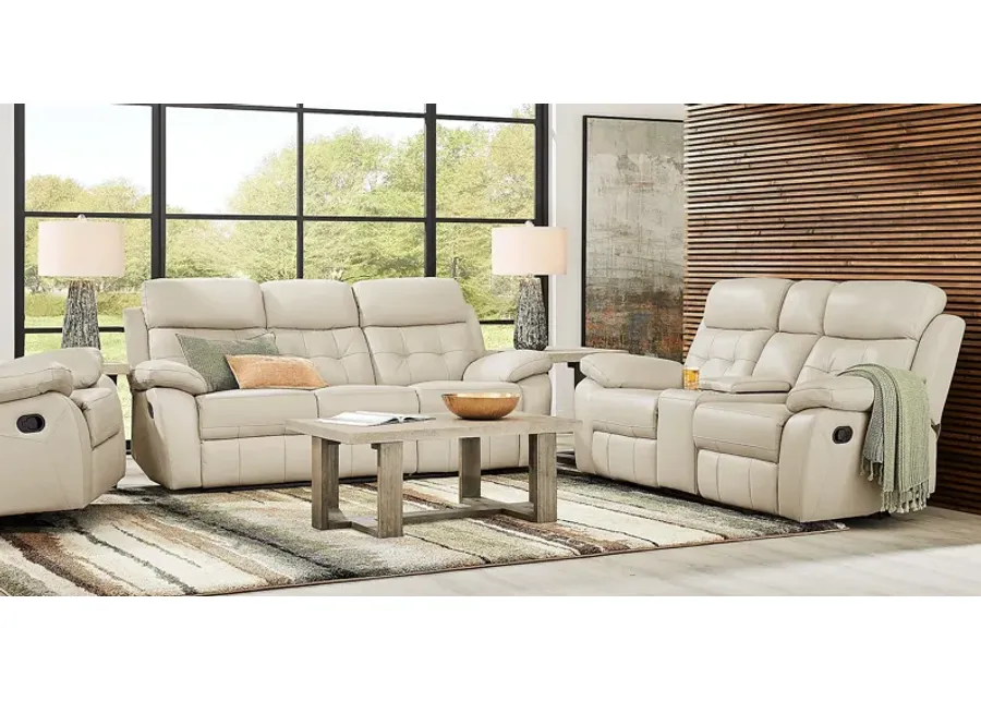 Antonin Beige Leather 3 Pc Reclining Living Room