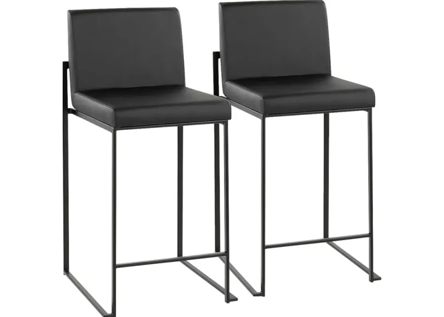 Leserna II Black Counter Height Stool, Set of 2-Black