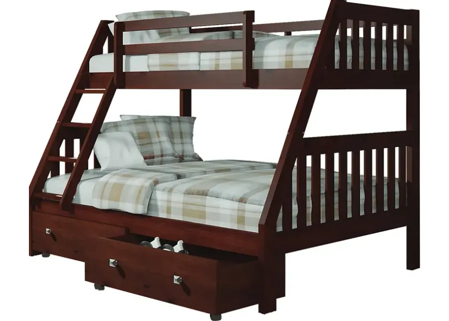 Eastton Brown Twin/Full Bunk Bed with Storage Drawers-Brown