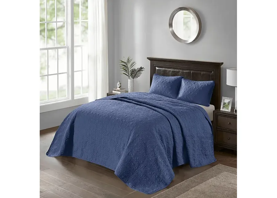 Toyah Navy 3 Pc King Bedspread Set-Navy