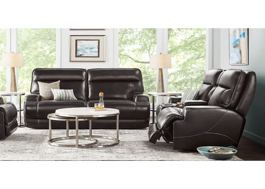 Scarborough Black Leather 7 Pc Dual Power Reclining Living Room