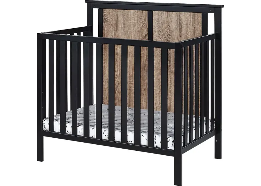 Kids Allsky Black Crib with Mattress Pad-Black