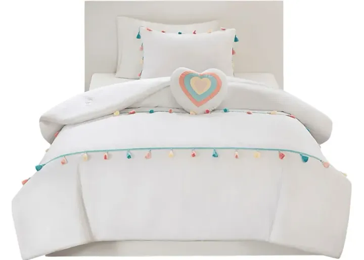 Zeii White Twin Comforter Set-White