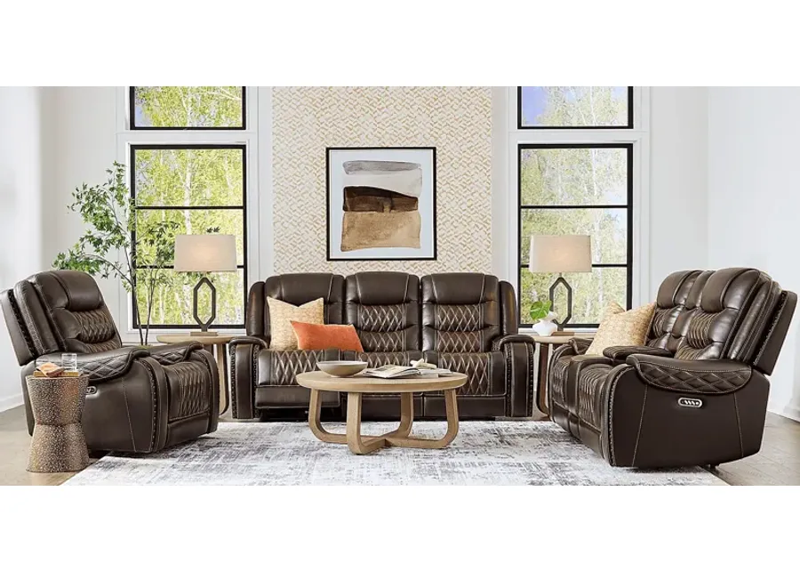 Marquee Brown 7 Pc Leather Triple Power Reclining Living Room