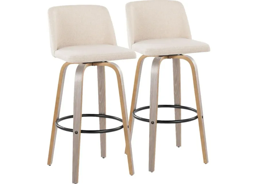 Wymering III Cream Swivel Barstool, Set of 2-Cream
