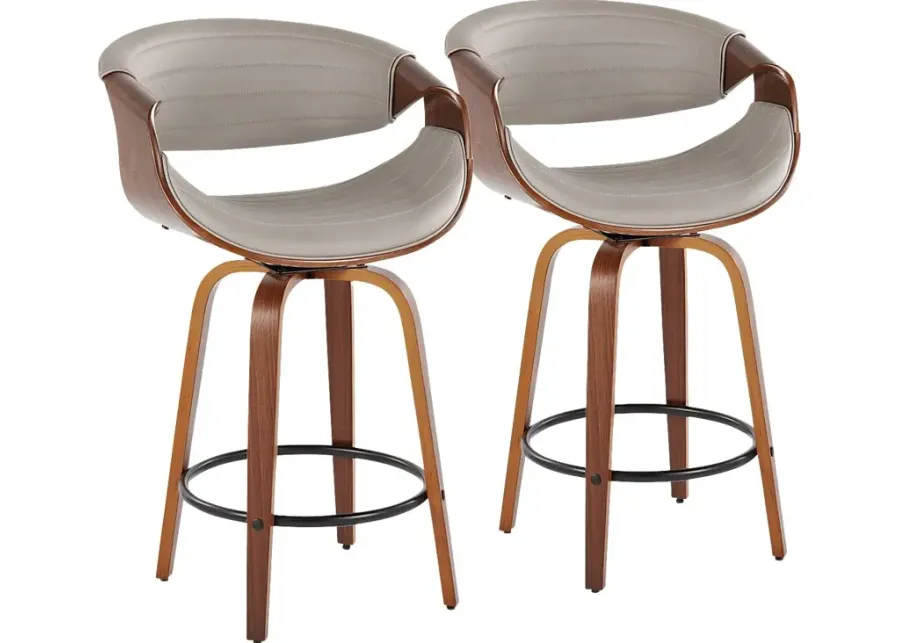 Loblolly V Gray Swivel Counter Height Stool, Set of 2-Gray