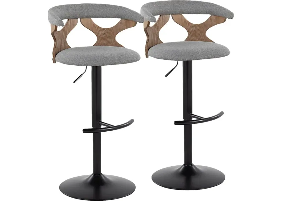 Wyndmoor VI Gray Adjustable Barstool, Set of 2-Gray