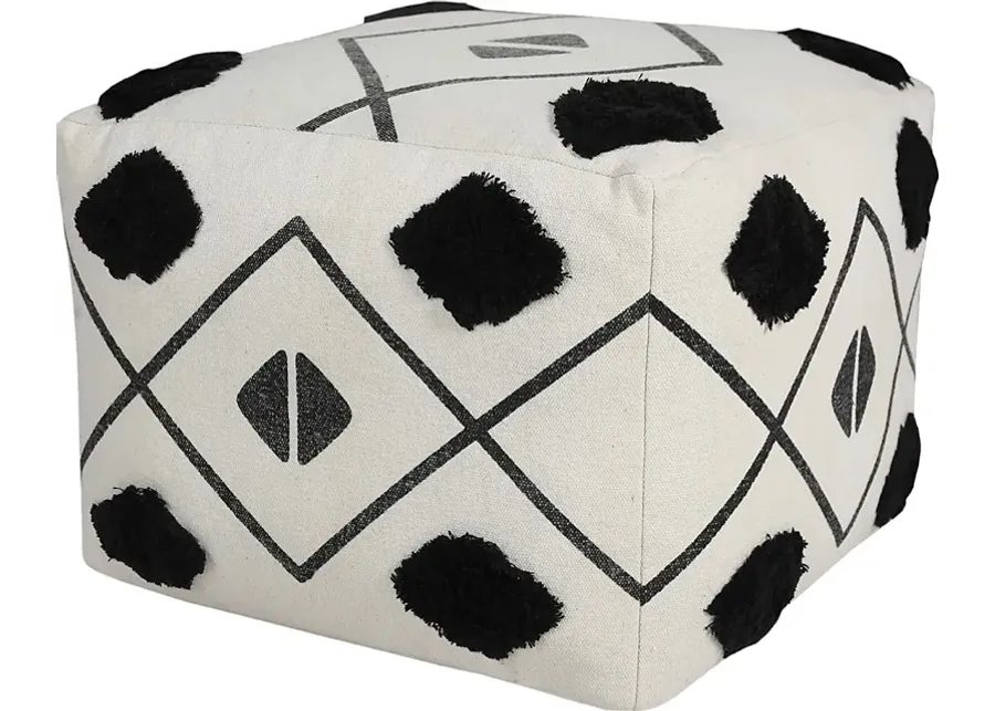 Ehsan Black/White Pouf-Black, White 1 33065-ehsan-black-white-pouf-black-white-1.webp