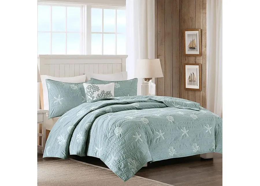 Mahaska Seafoam 4 Pc King/California King Coverlet Set-Seafoam