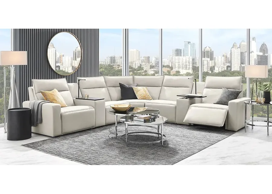 Light Gray Leather 7 Pc Dual Power Reclining ModularTwo-135.25