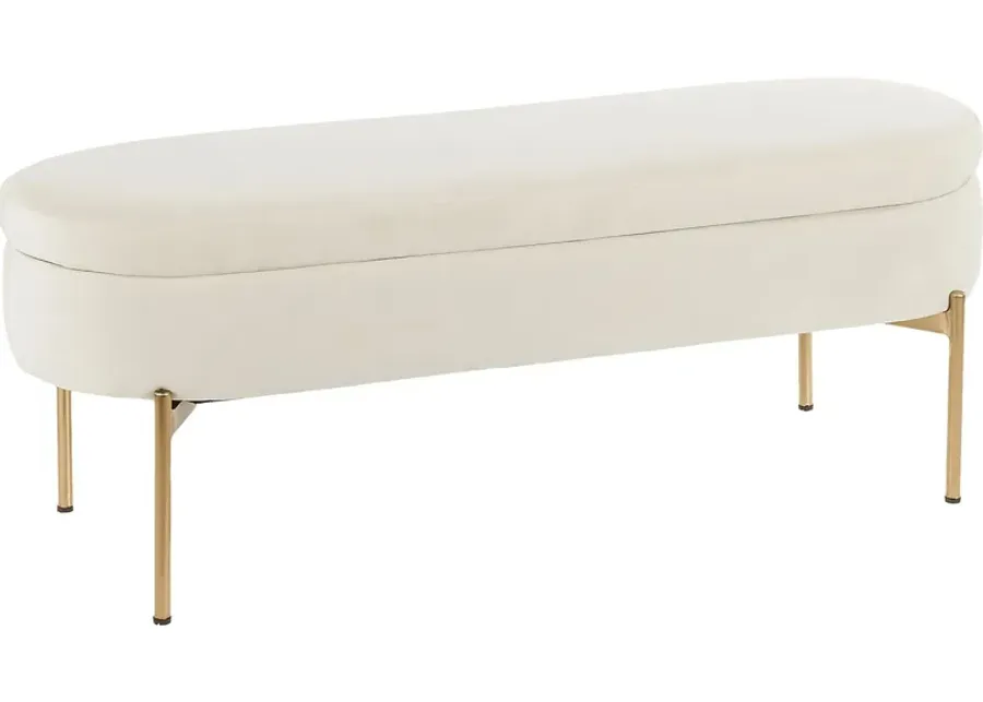 Chardan Cream Storage Bench-Cream