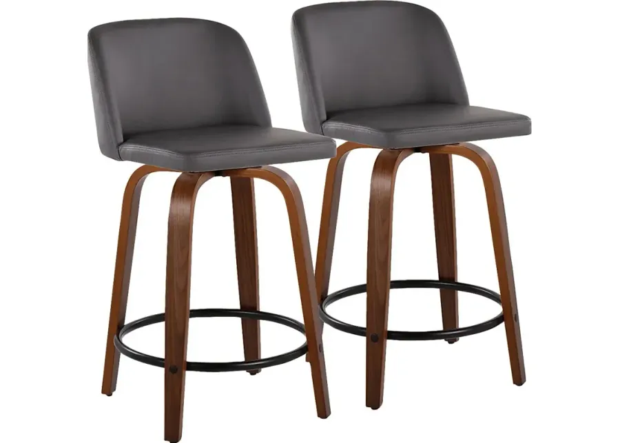 Wymering VII Gray Swivel Counter Height Stool, Set of 2-Gray