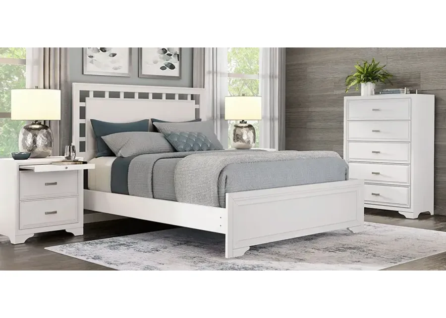 Small Spaces Belcourt White 5 Pc Queen Lattice Bedroom