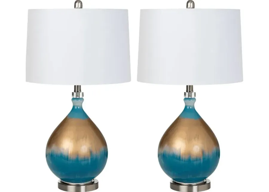 Marbella Creek Blue Table Lamps, Set of 2-Blue