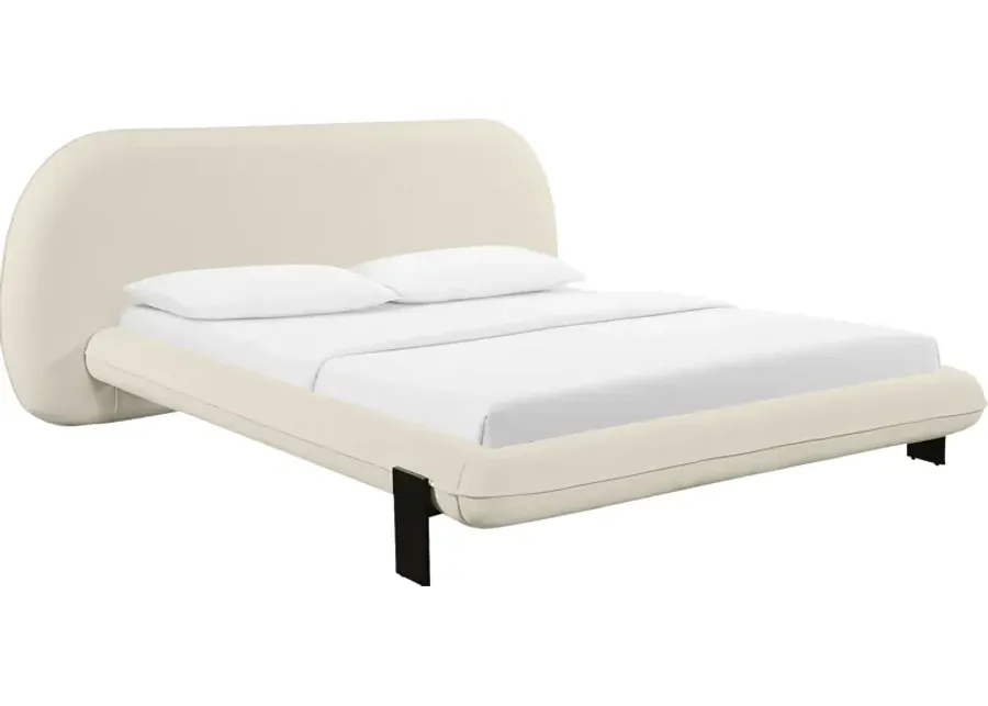 Ballycor Cream Queen Bed-Cream