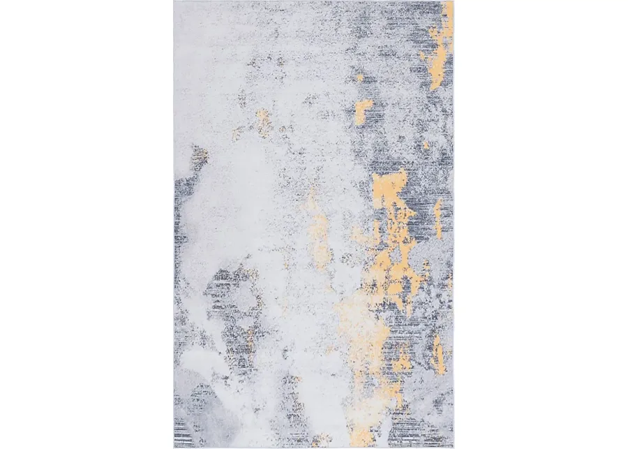 Zhoro Gray/Gold 8' x 10' Rug-Gold, Gray