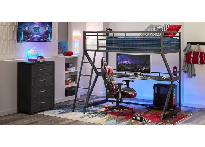 33788-kids-carbon-optix-black-twin-loft-gaming-bedroom-with-led-lights-and-accessories-1.webp