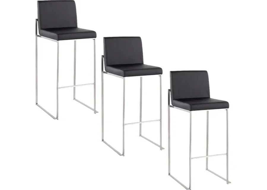 Nowotny V Black Barstool, Set of 3-Black