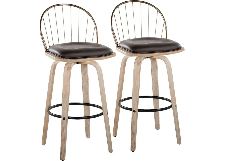 Charlias IX Brown Barstool, Set of 2-Brown