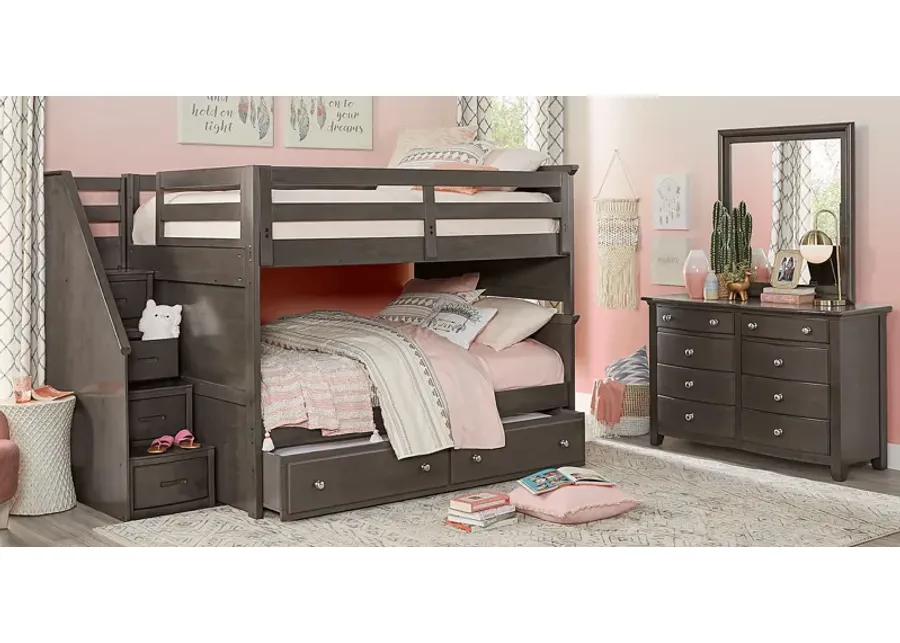 Kids Santa Cruz Gray Full/Full Step Bunk Bed-99.43