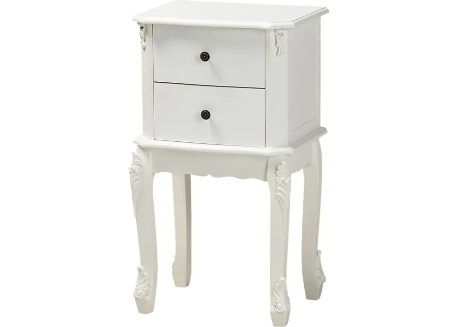 Cherabon White Nightstand-White