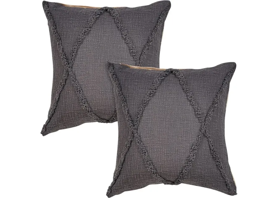 Rosellar Dark Gray Accent Pillow Set of 2-Dark Gray