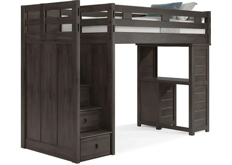 Kids Creekside 2.0 Charcoal Twin Step Loft with Loft Desk-100.63