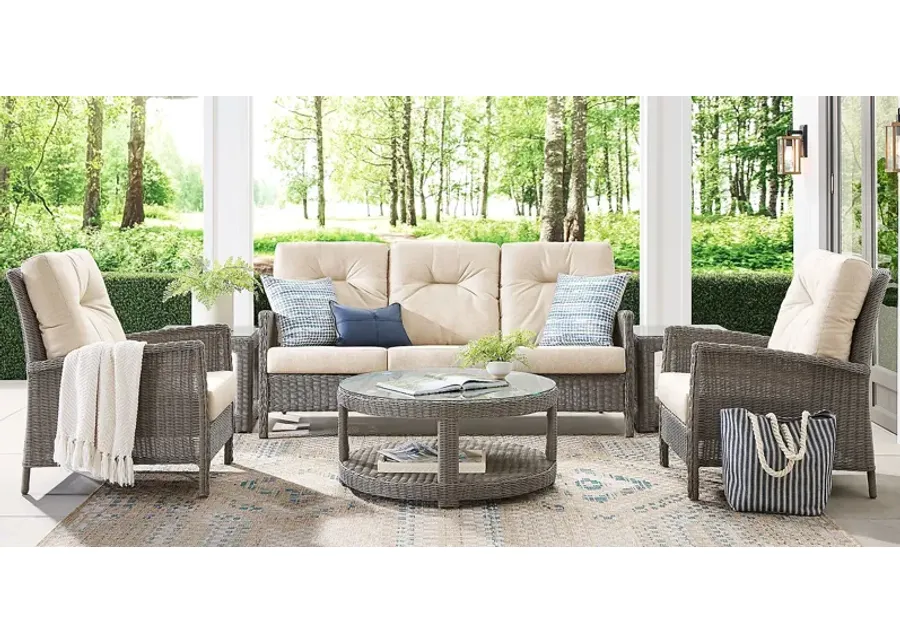 Forest Hills Gray 3 Pc Outdoor Seating Set with Beige Cushions